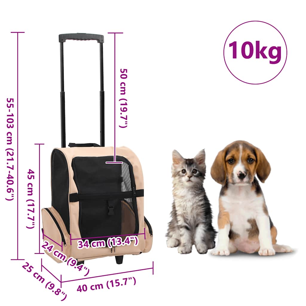 vidaXL Foldable Multipurpose Pet Trolley Beige