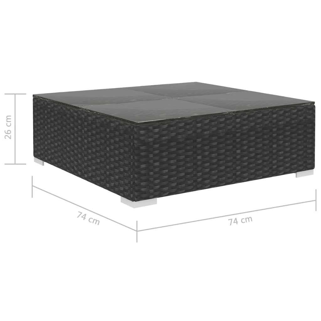 Patio Furniture | Black and Cream | Poly Rattan, Steel, Polyester | Large