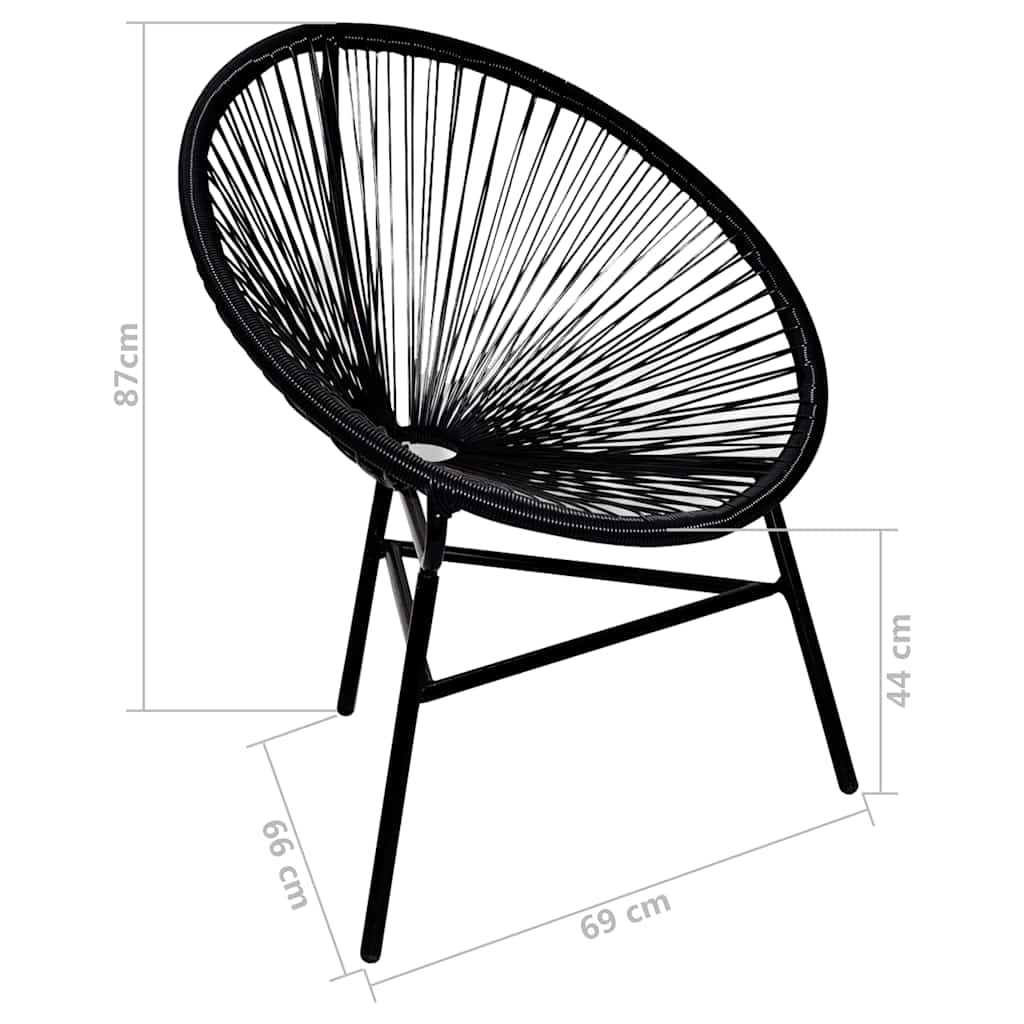 41383 vidaXL Garden Moon Chair Poly Rattan Black