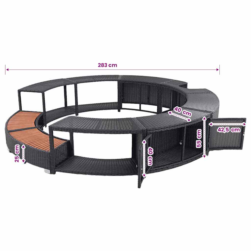Hot Tub Surround Black Poly Rattan