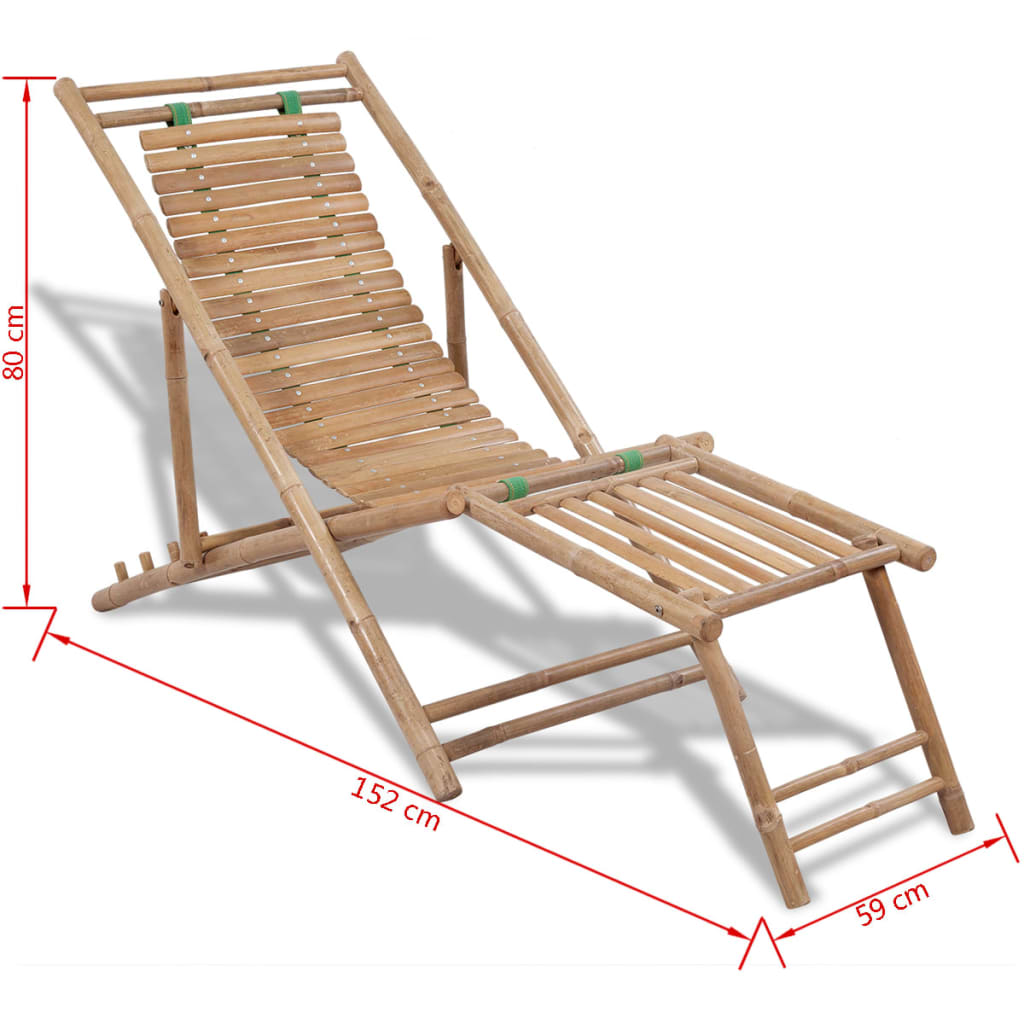 41492 vidaXL Outdoor Deck Chair with Footrest Bamboo