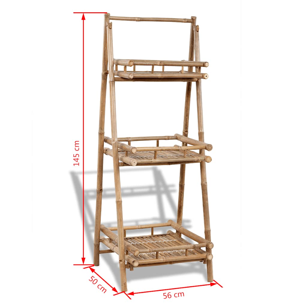 41493 vidaXL 3-Tier Folding Bamboo Plant Rack