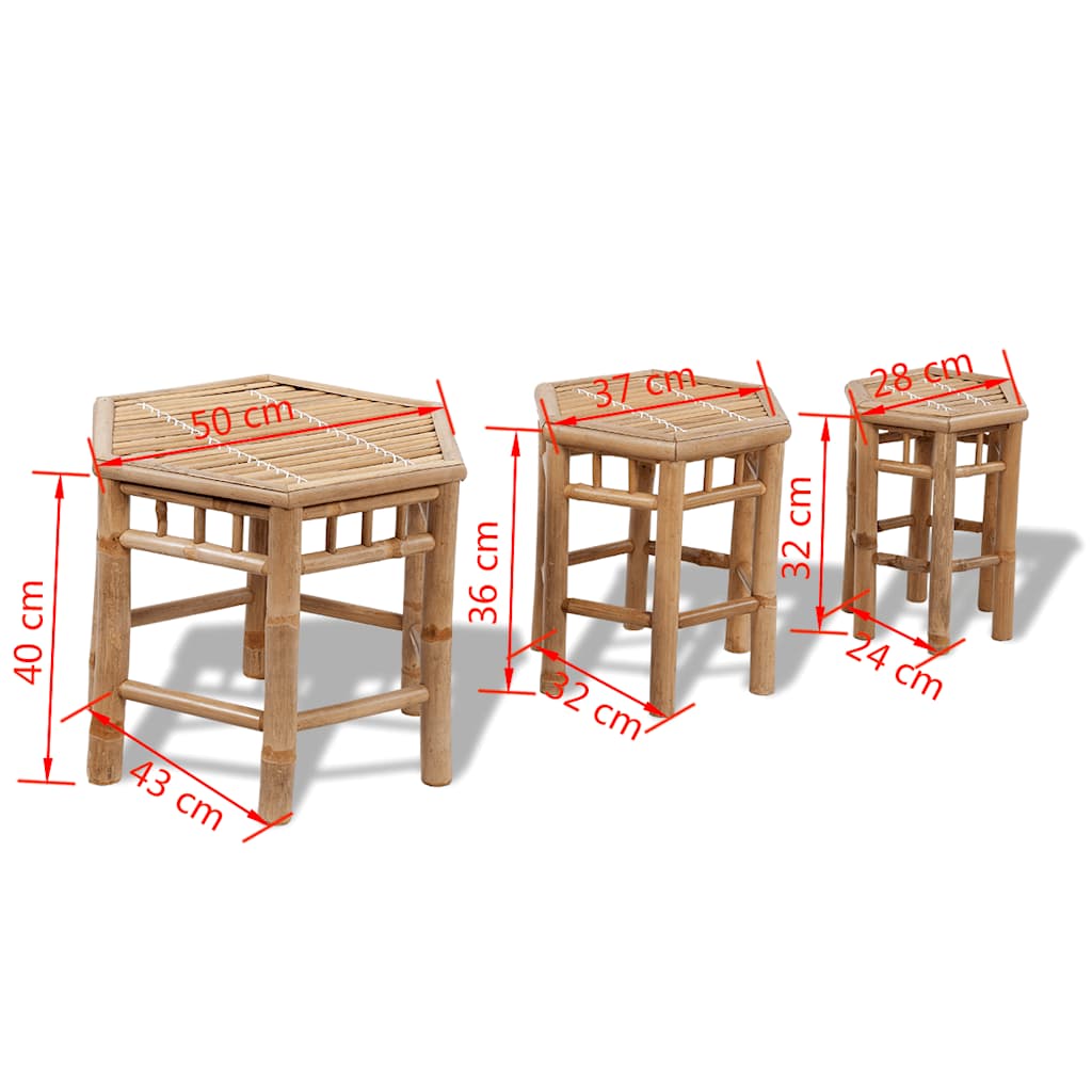 41495 vidaXL Garden Stools 3 pcs Bamboo