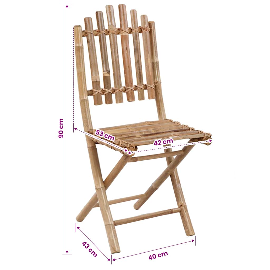 Folding Chairs 2 pcs Bamboo