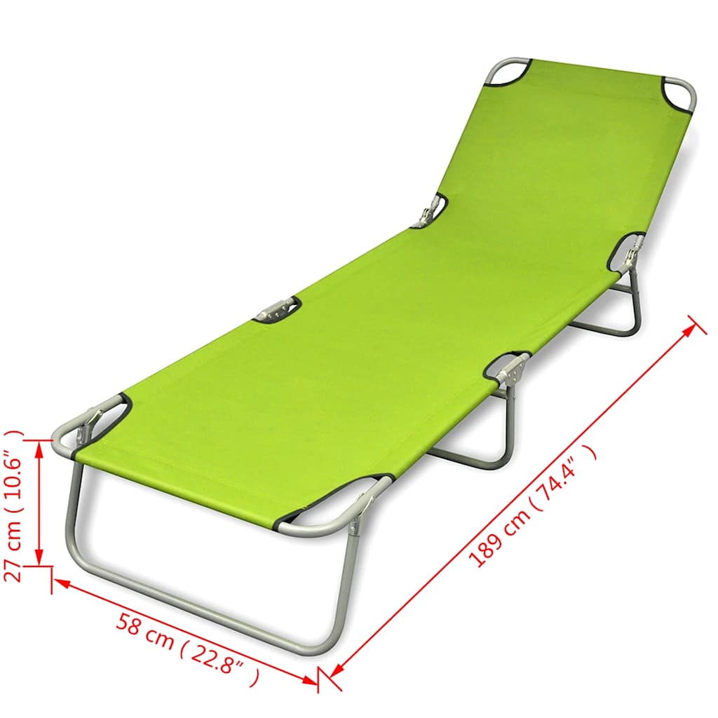 41480 vidaXL Folding Sun Lounger Powder-coated Steel Apple Green
