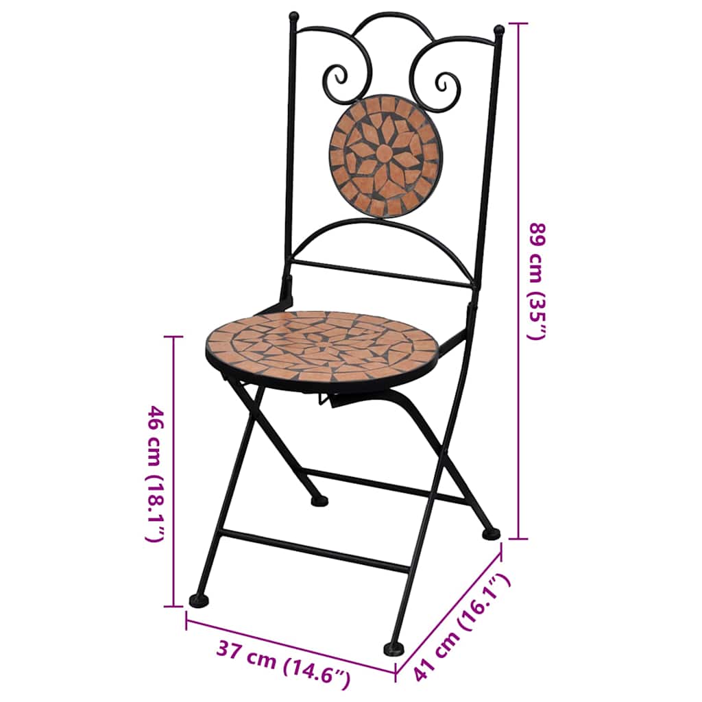 Folding Chairs 2 pcs Ceramic Terracotta