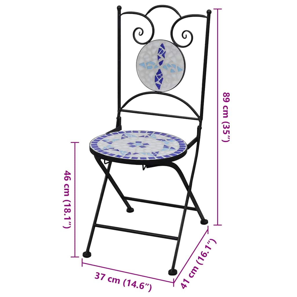 Folding Chairs 2 pcs Ceramic Blue and White