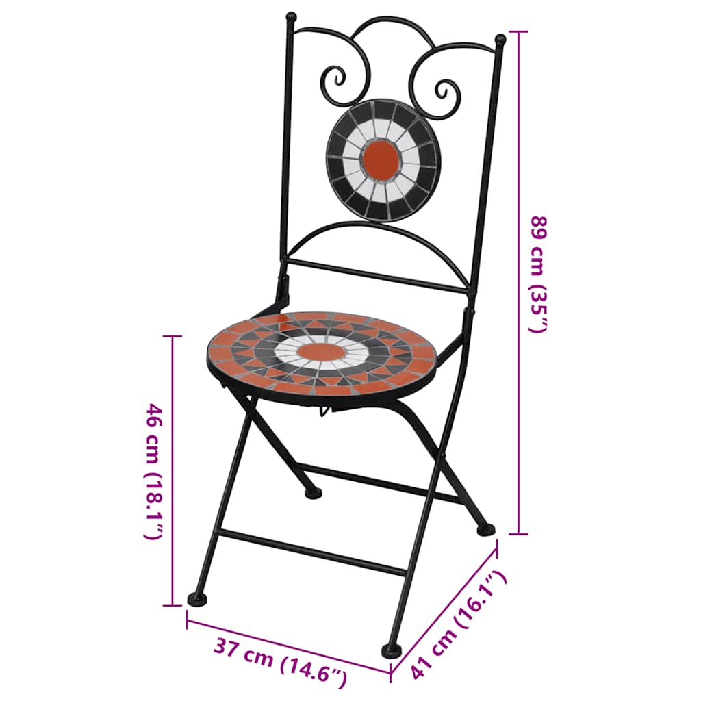 Folding Chairs 2 pcs Ceramic Terracotta and White