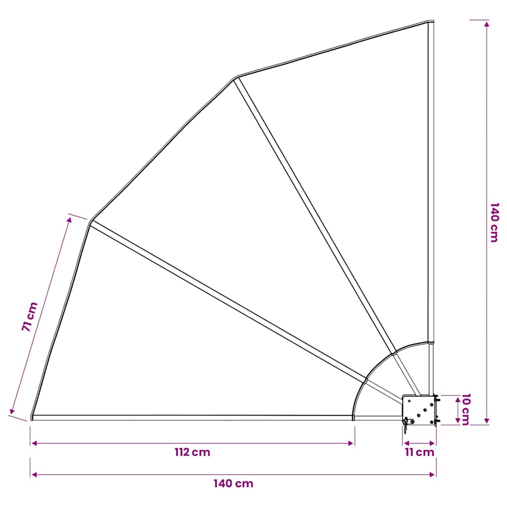 41575 vidaXL Collapsible Balcony Side Awning Grey 140x140 cm
