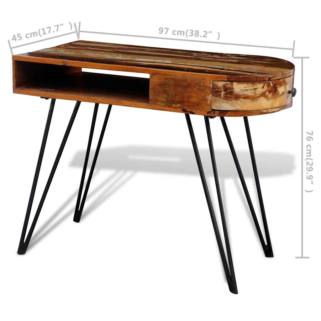241641 vidaXL Desk Reclaimed Solid Wood with Iron Legs