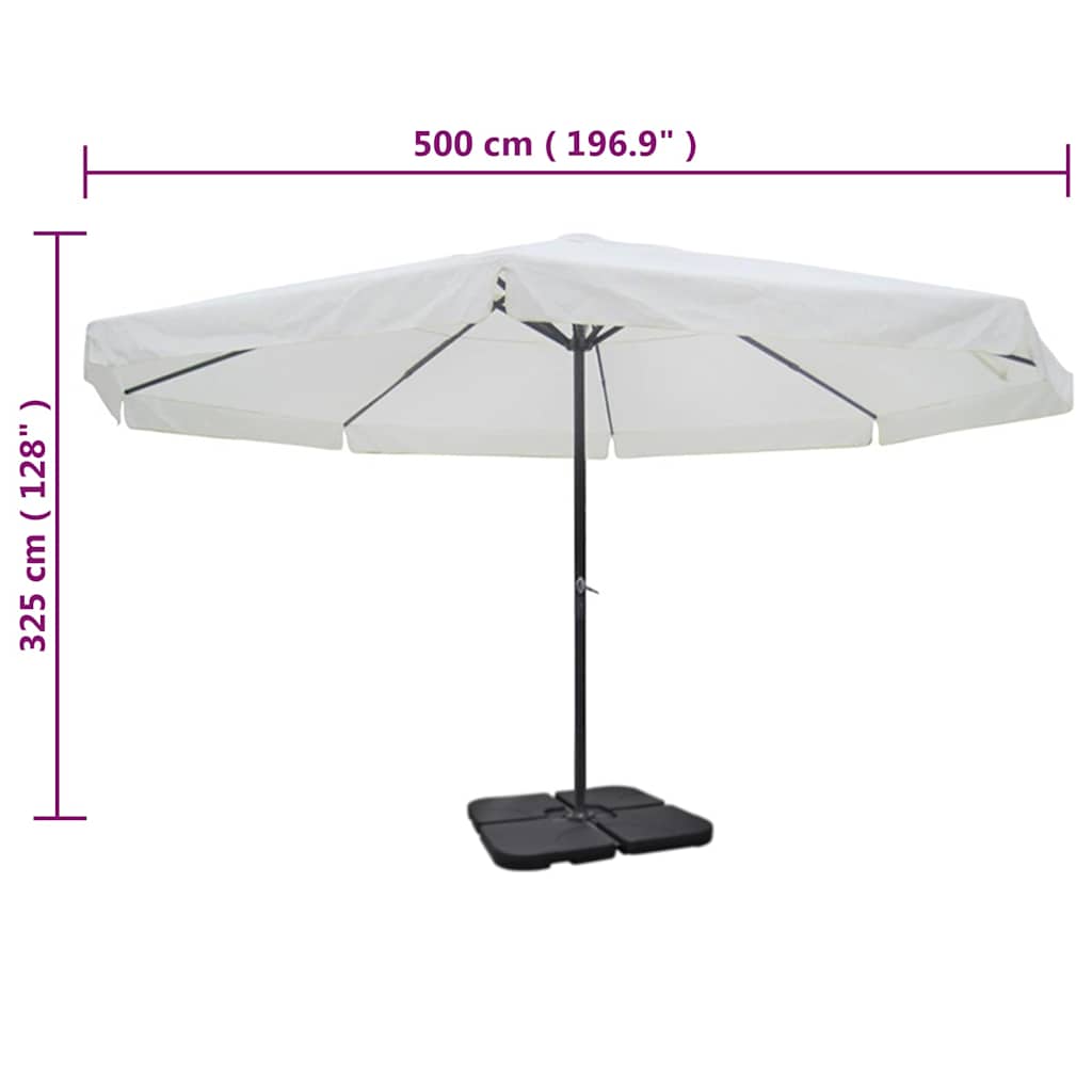 Aluminium Garden Parasol with Portable Base White