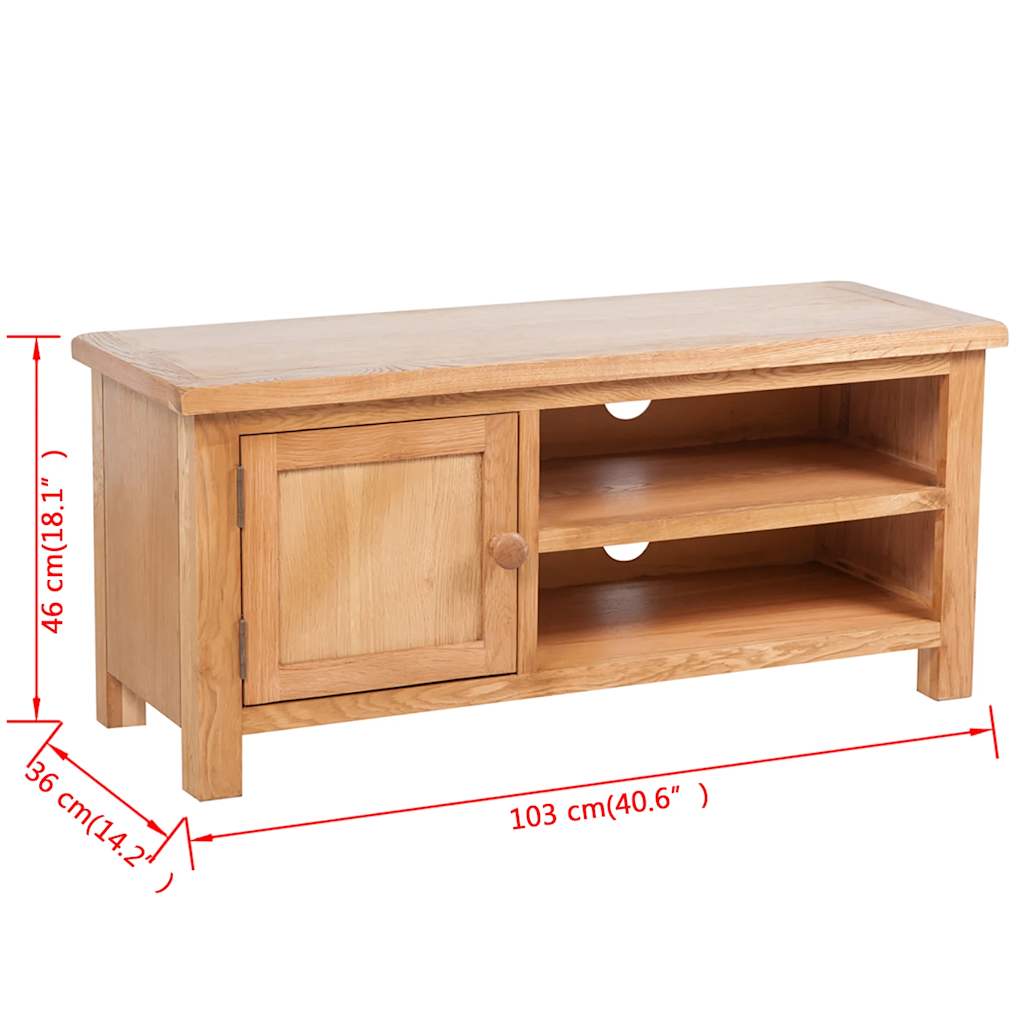 241679 vidaXL TV Cabinet 103 x 36 x 46 cm Solid Oak Wood
