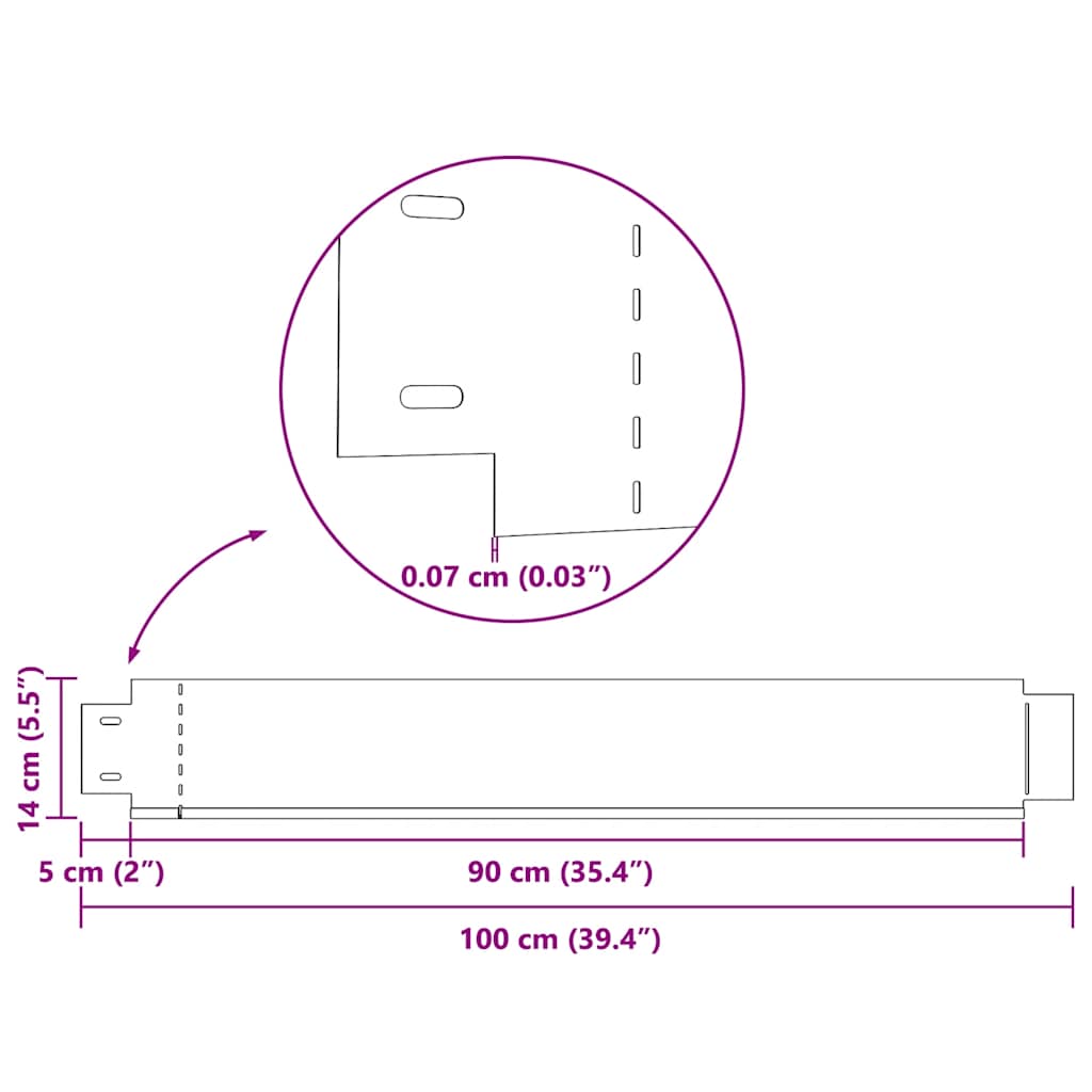 Set of 10 Flexible Lawn Fence Galvanised Steel 100 x 14 cm