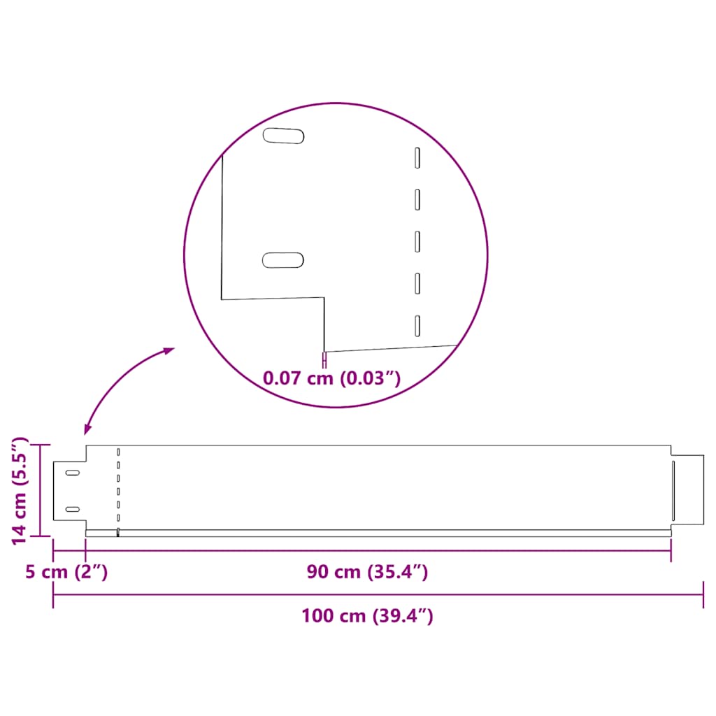 Set of 15 Flexible Lawn Fence Galvanised Steel 100 x 14 cm