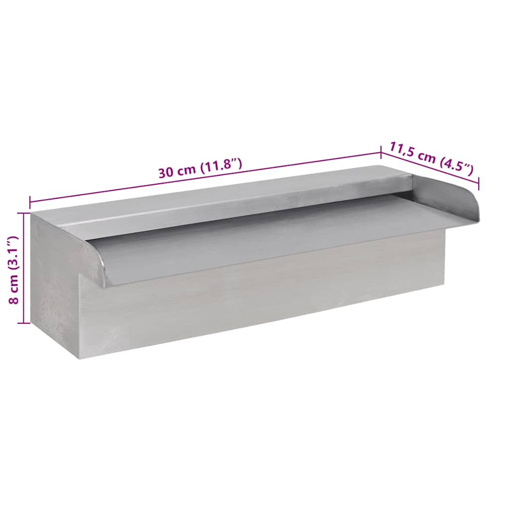 41665 Rectangular Waterfall Pool Fountain Stainless Steel 30 cm