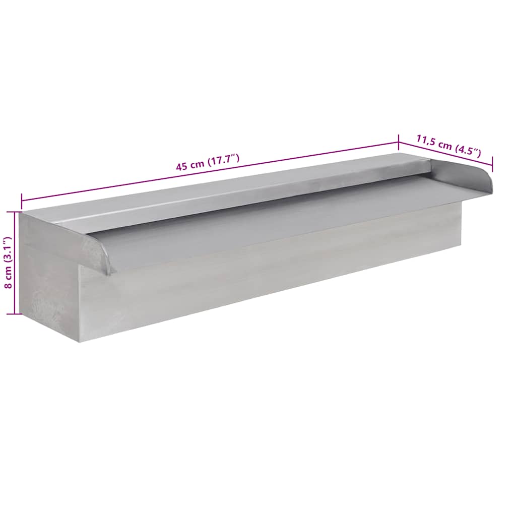 41666 Rectangular Waterfall Pool Fountain Stainless Steel 45 cm