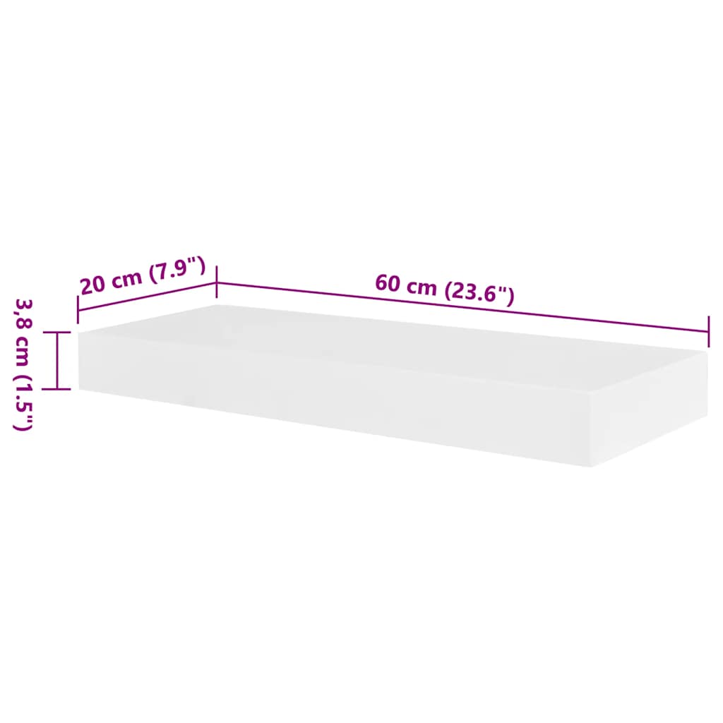 Floating Wall Display Shelves Book/DVD Storage White MDF 2 pcs