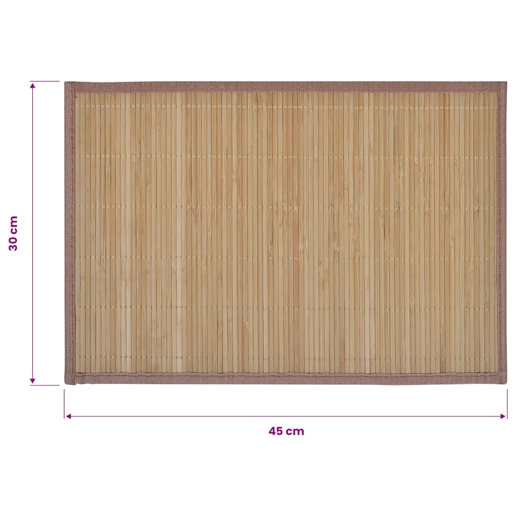 242108 6 Bamboo Placemats 30 x 45 cm Brown