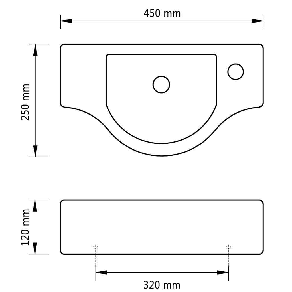 141930 Ceramic Bathroom Sink Basin with Faucet Hole White