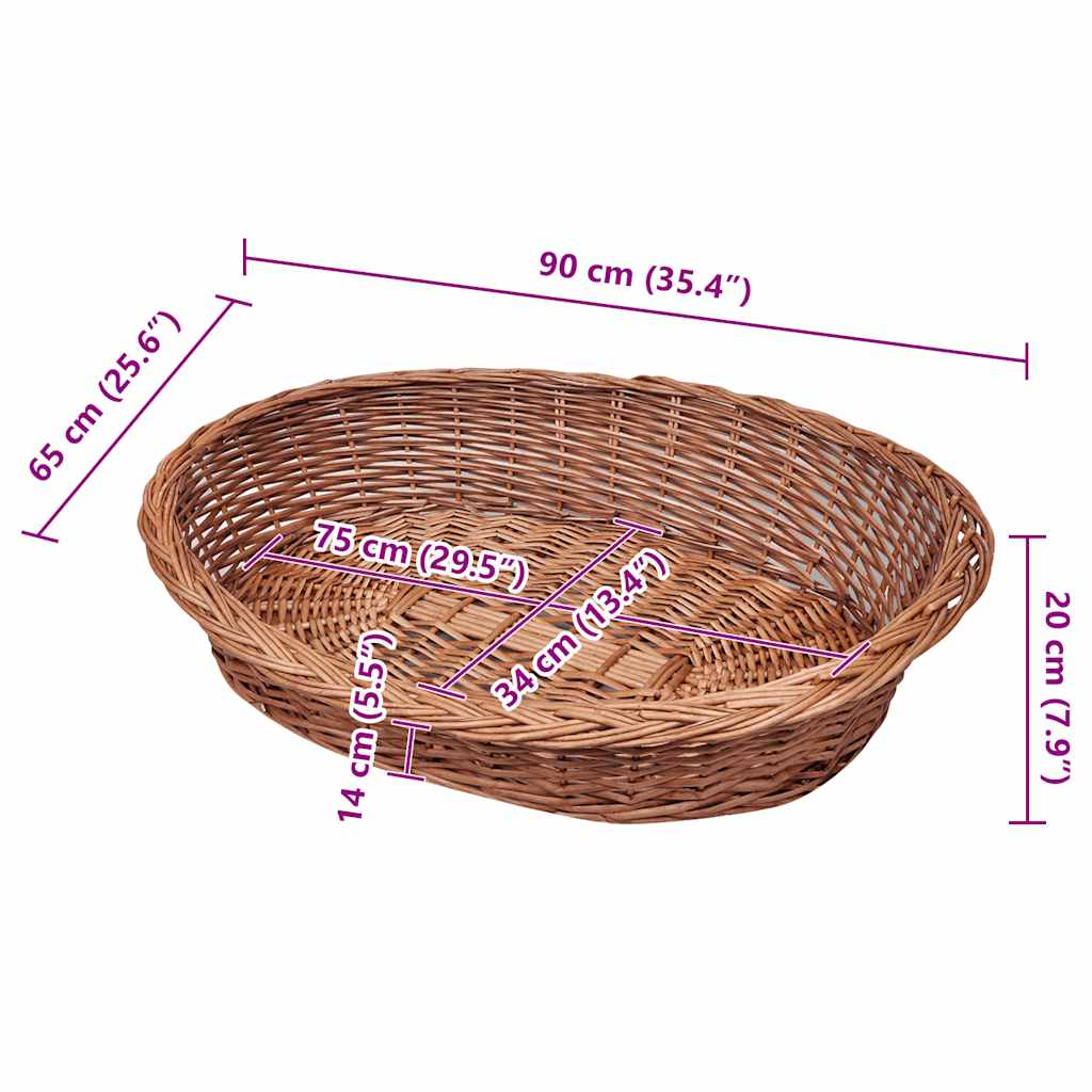 170340 Willow Dog Basket/Pet Bed Natural 90 cm