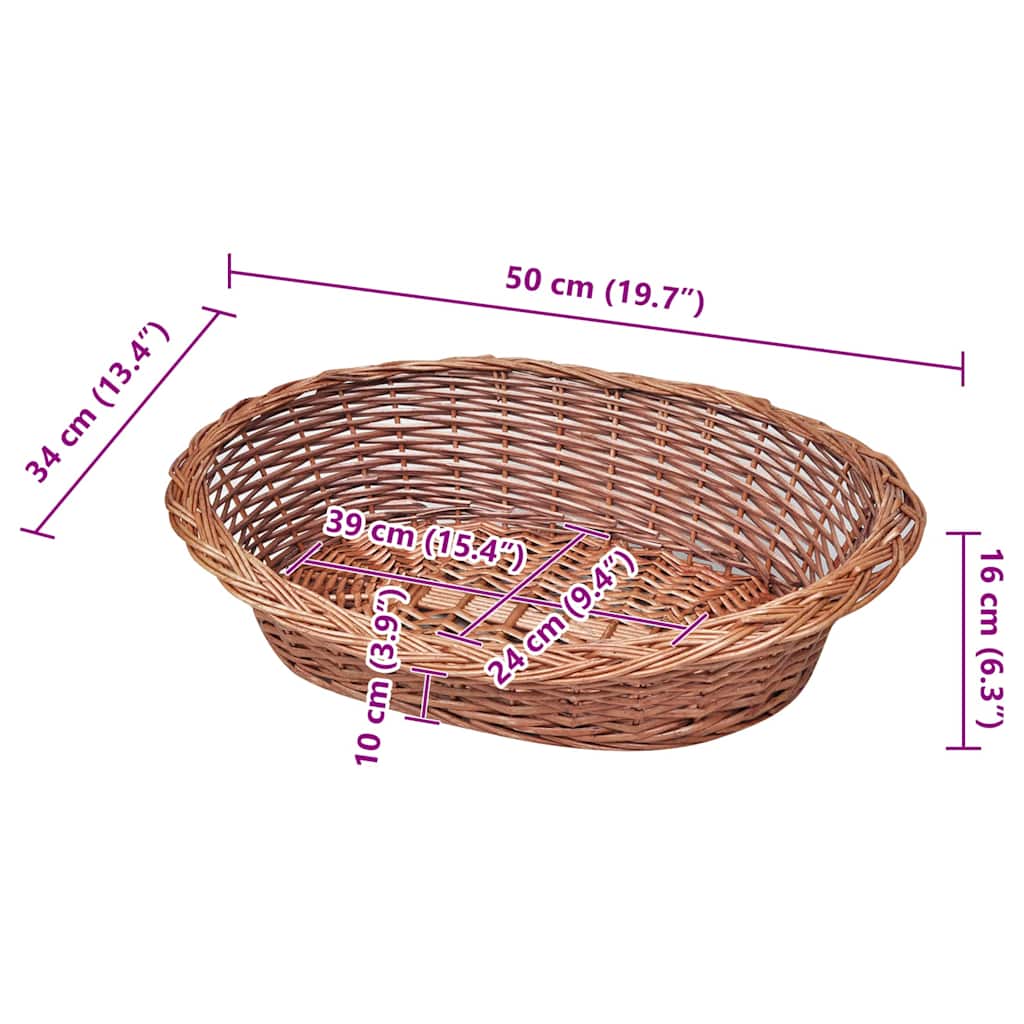 170342 Willow Dog Basket/Pet Bed Natural 50 cm