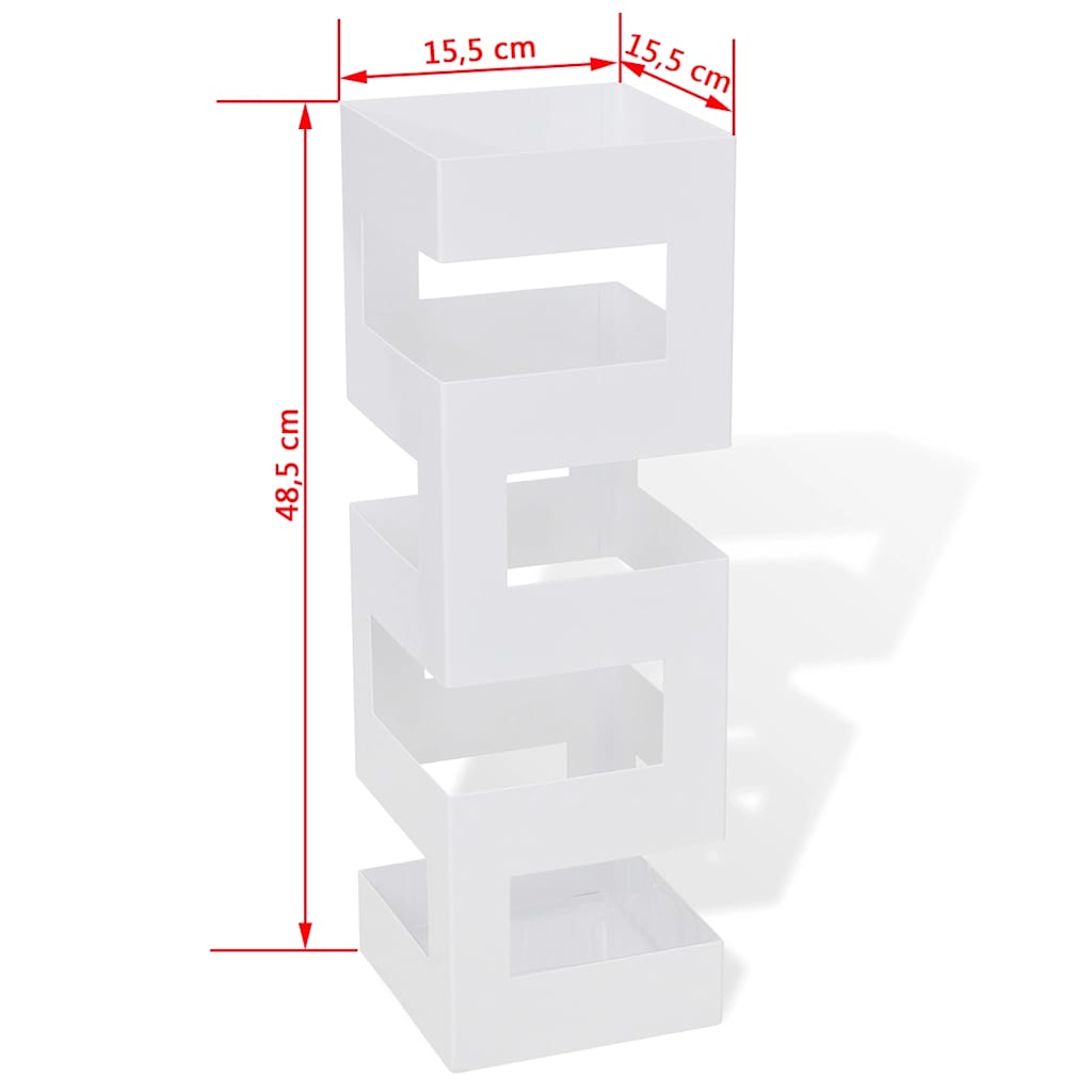 242470 White Square Umbrella Stand Storage Holder Walking Stick Steel 48,5 cm