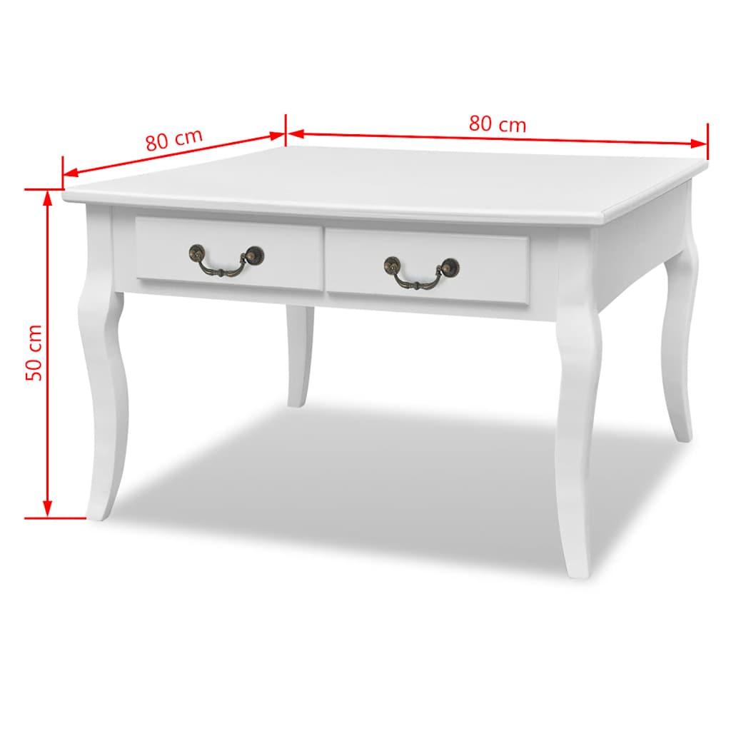 Coffee Table with 4 Drawers White