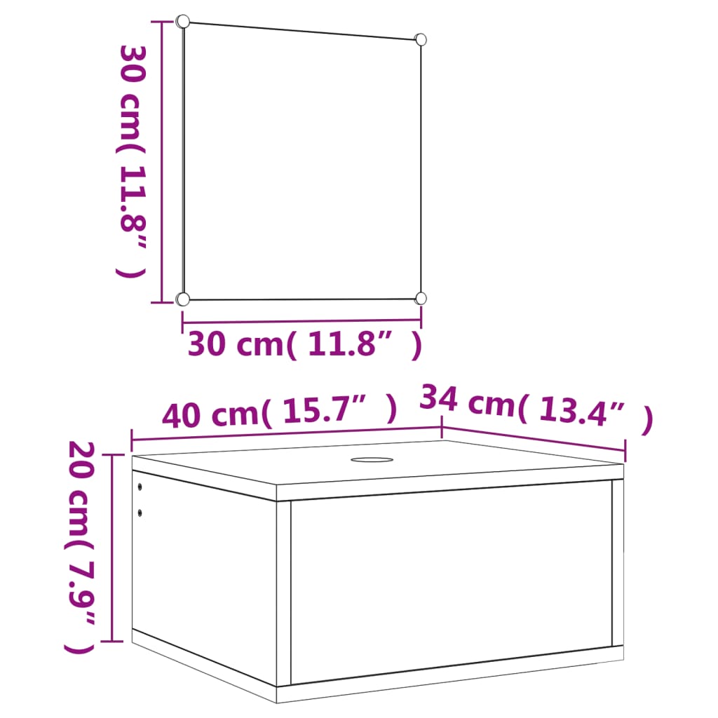 Bathroom Furniture Set | Oak | Engineered wood, Glass | Small
