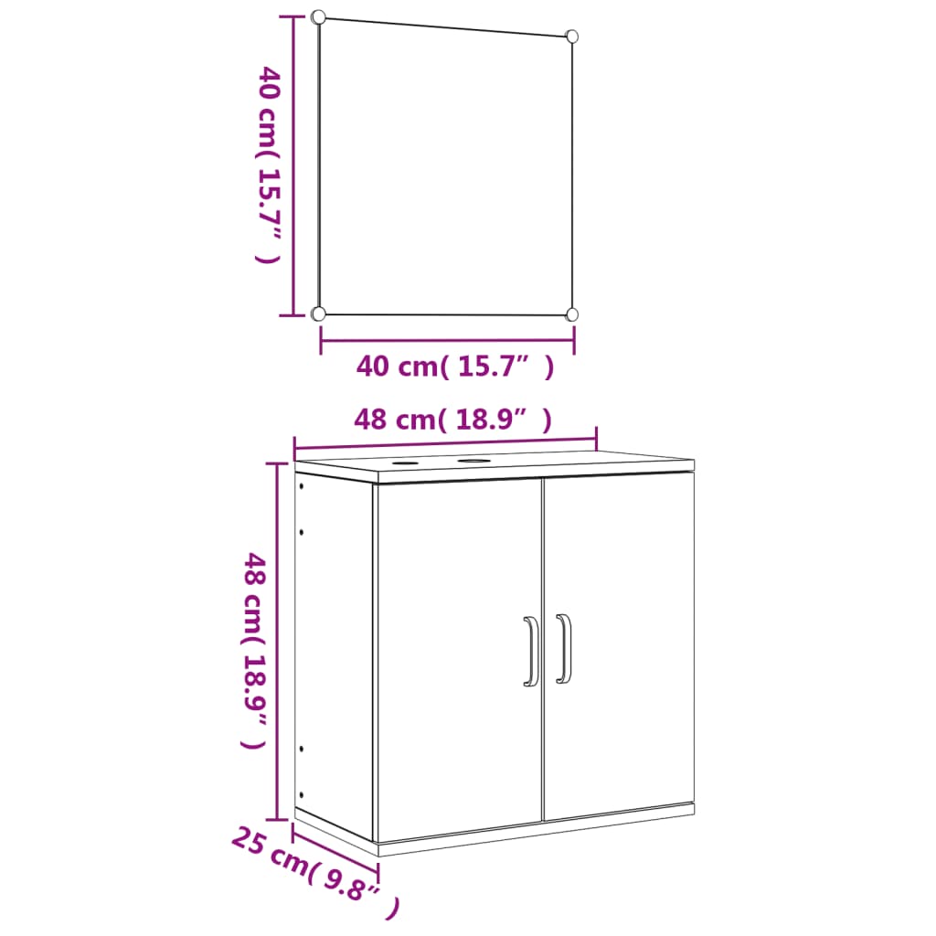 2 Piece Bathroom Furniture Set Oak Engineered Wood