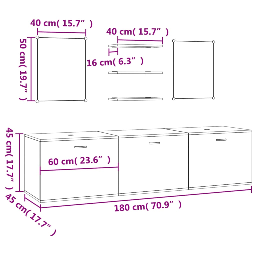 6 Piece Bathroom Furniture Set Oak Engineered Wood