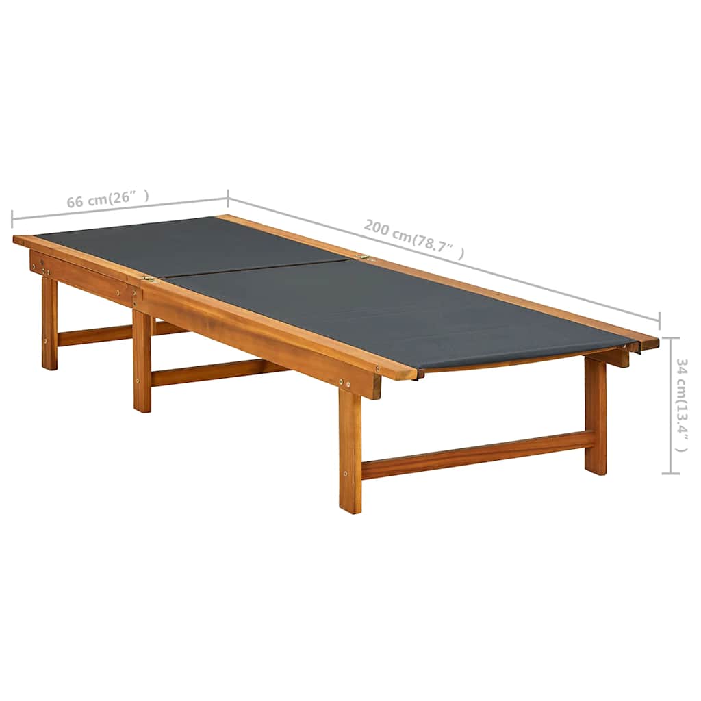 41746 vidaXL Sun Lounger with Table Solid Acacia Wood and Textilene