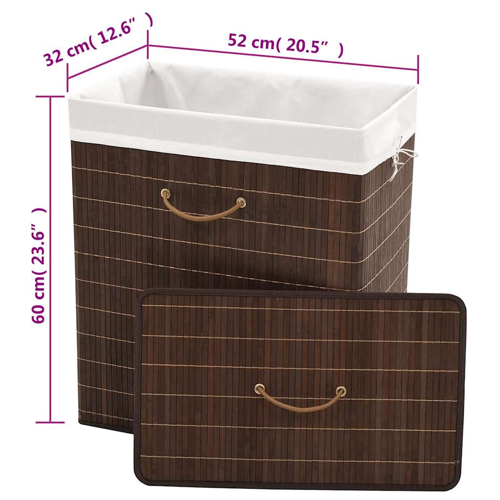 242726 vidaXL Bamboo Laundry Bin Rectangular Dark Brown