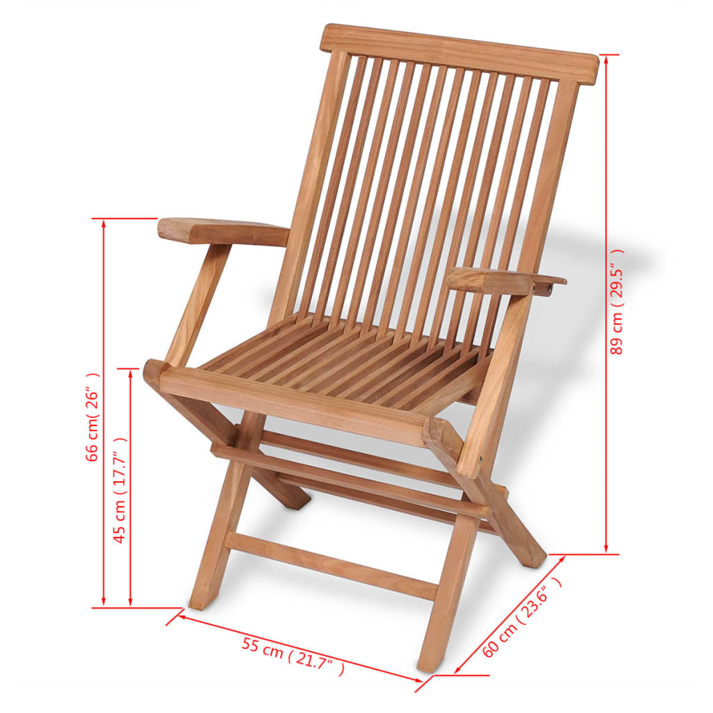 5 Piece Folding Outdoor Dining Set Solid Teak Wood