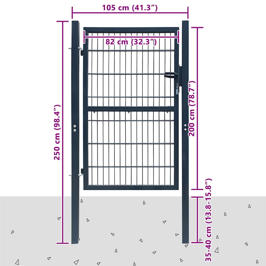 Fence Gate Steel 100x200 cm Anthracite