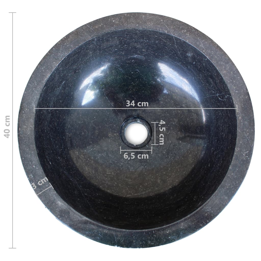242672 vidaXL Basin Marble 40 cm Black