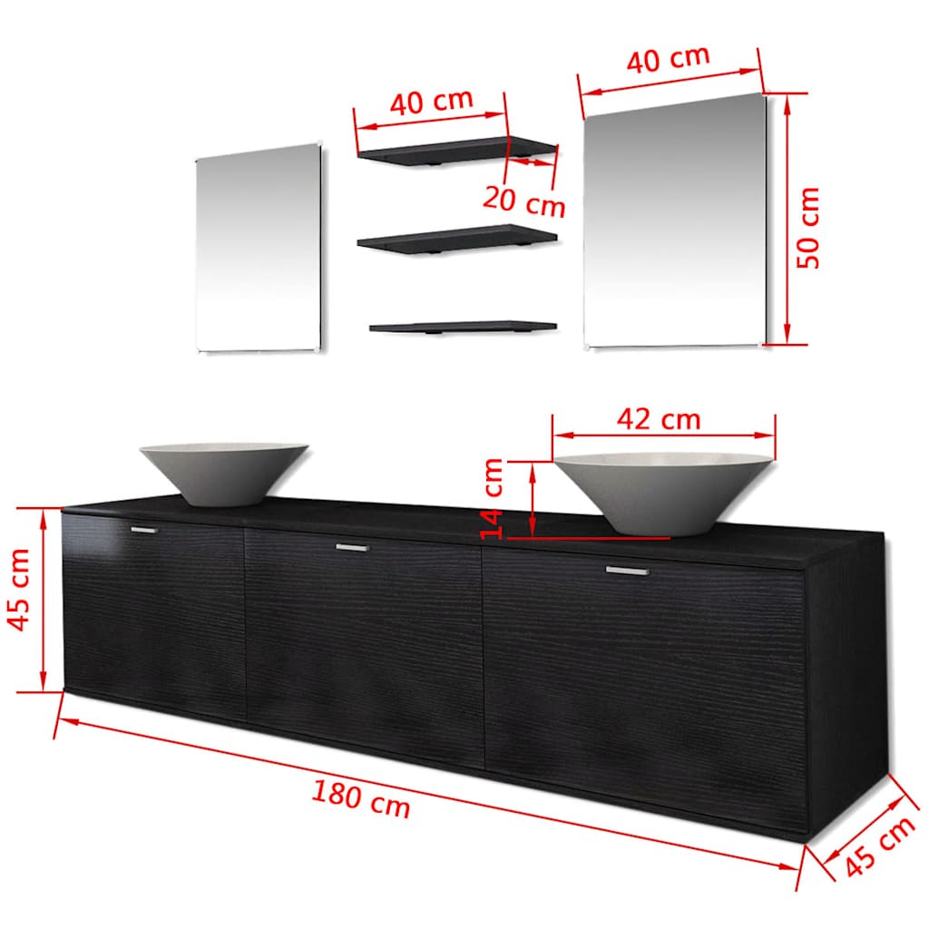 Bathroom Cabinet | Black, White | Engineered wood, Ceramic | Large
