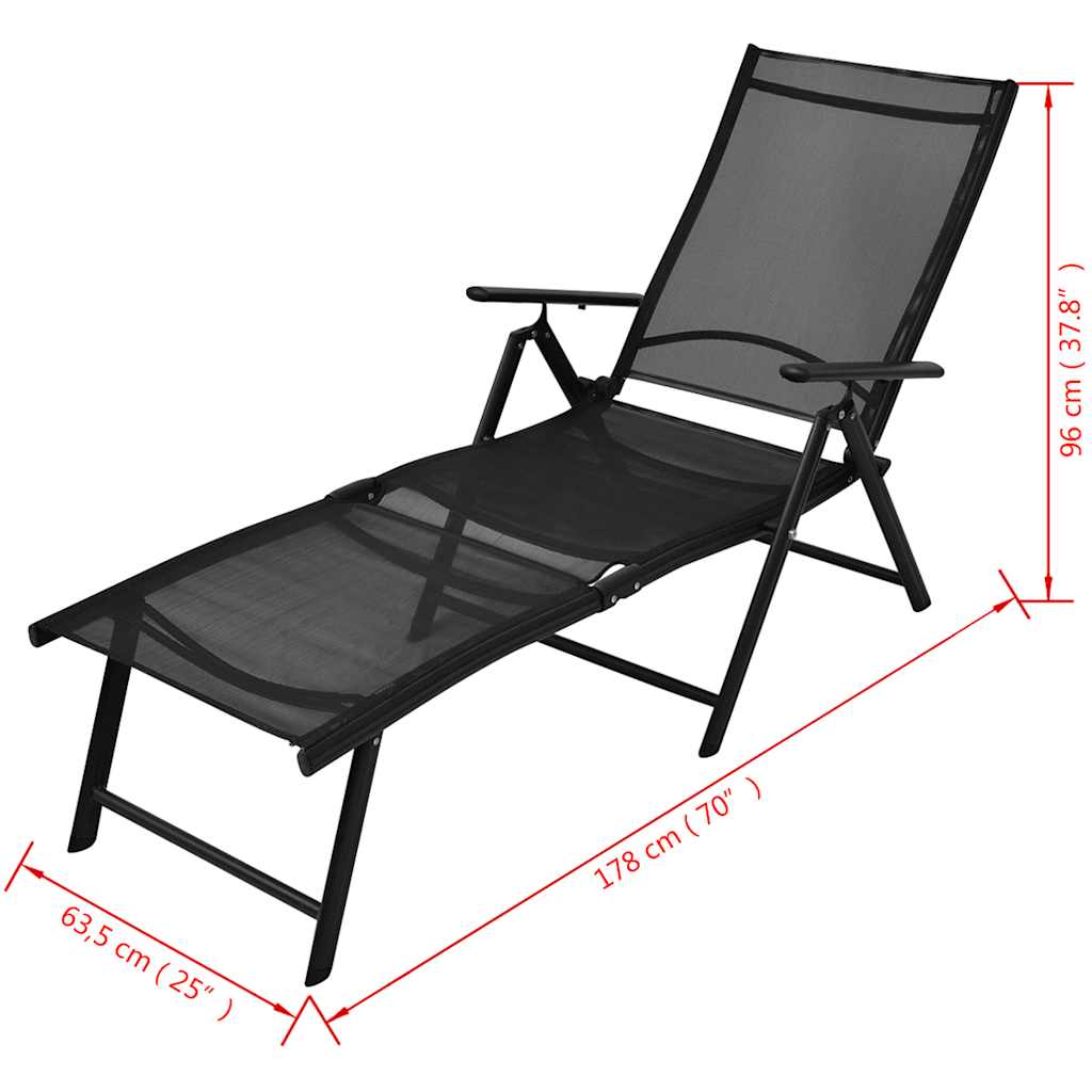 41741 vidaXL Folding Sun Lounger Aluminium Black