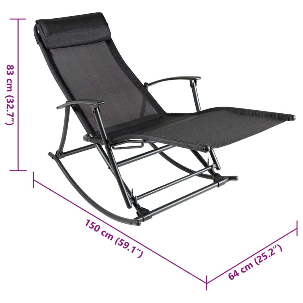 42158 vidaXL Garden Rocking Chair Steel and Textilene Black