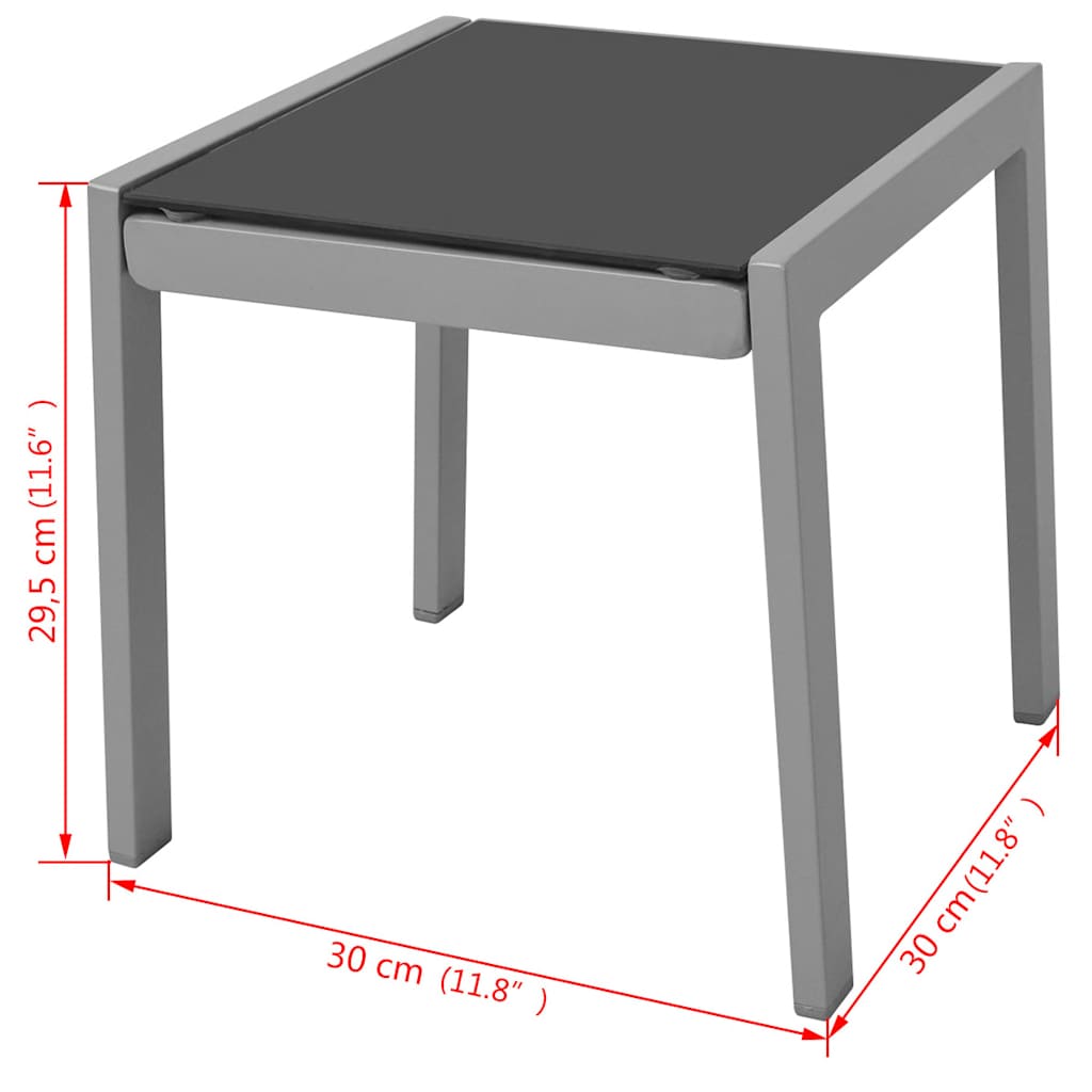 42160 vidaXL Sun Loungers with Table Aluminium Black