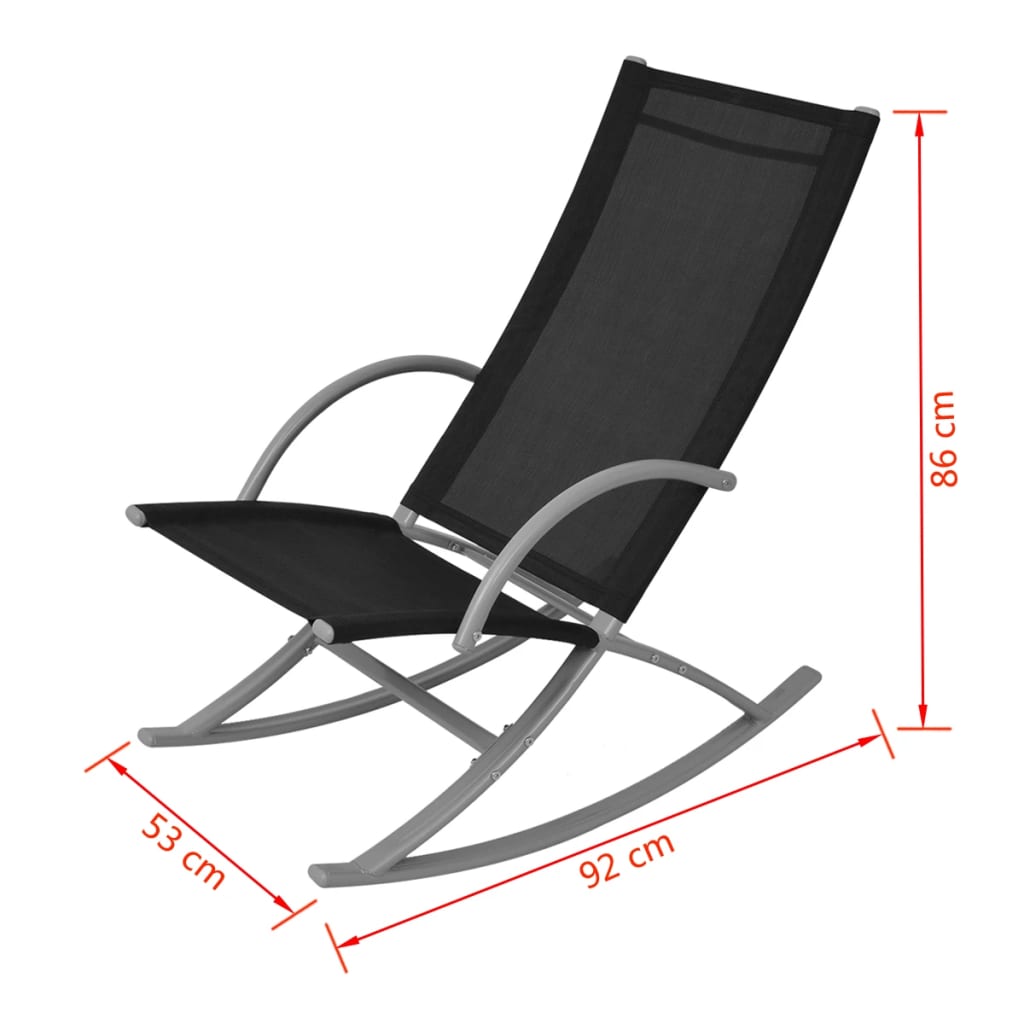 42163 vidaXL Garden Rocking Chairs 2 pcs Steel and Textilene Black