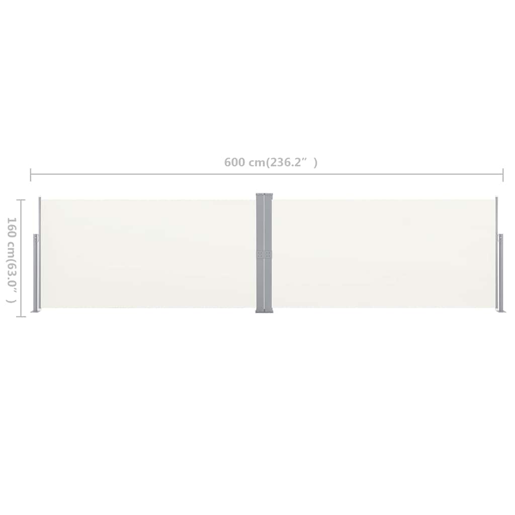 42179 vidaXL Retractable Side Awning 160x600 cm Cream