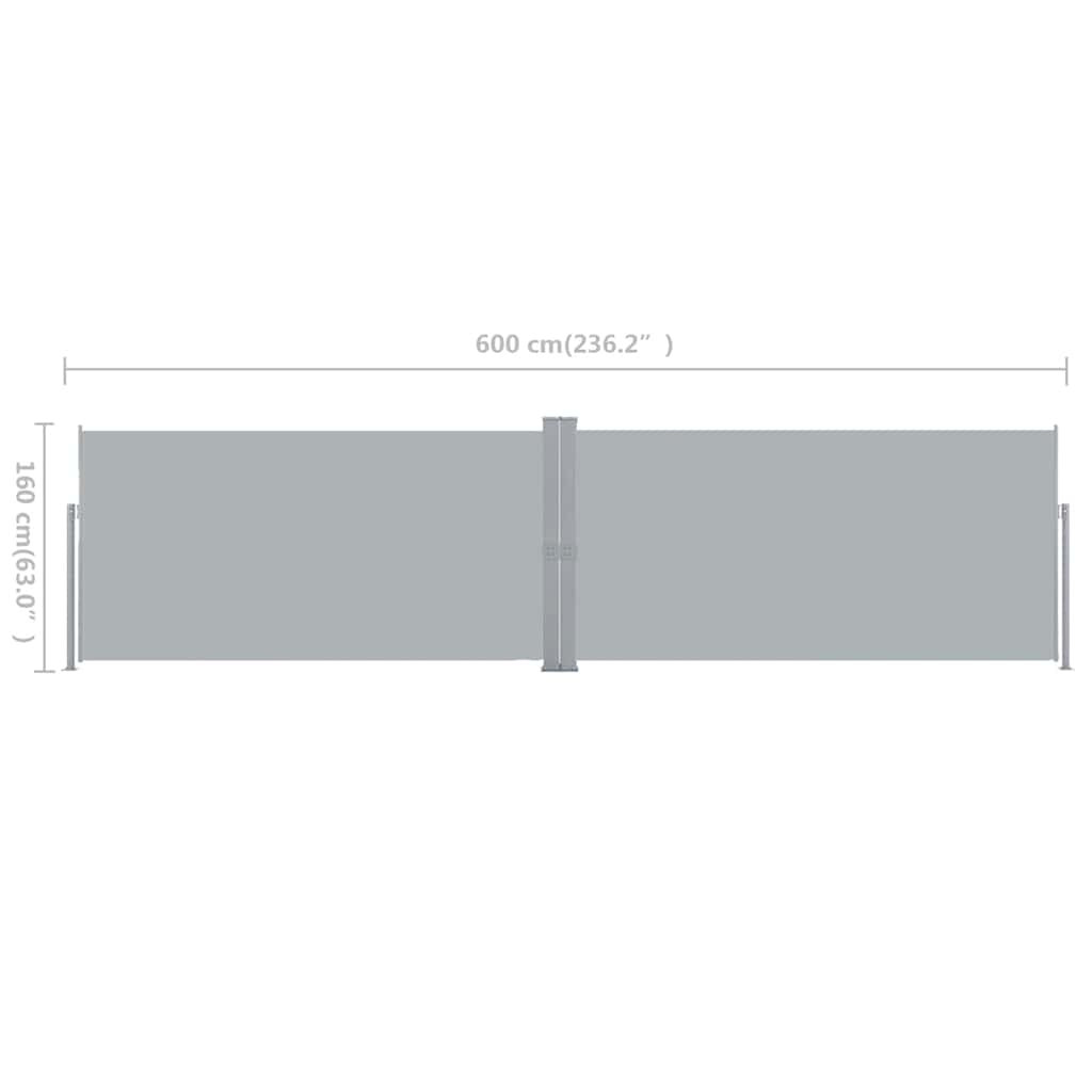 42180 vidaXL Retractable Side Awning 160x600 cm Grey