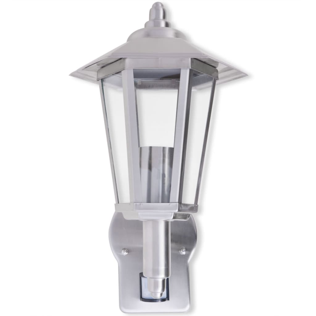 42223 vidaXL Outdoor Uplight Wall Lantern with Sensor Stainless Steel