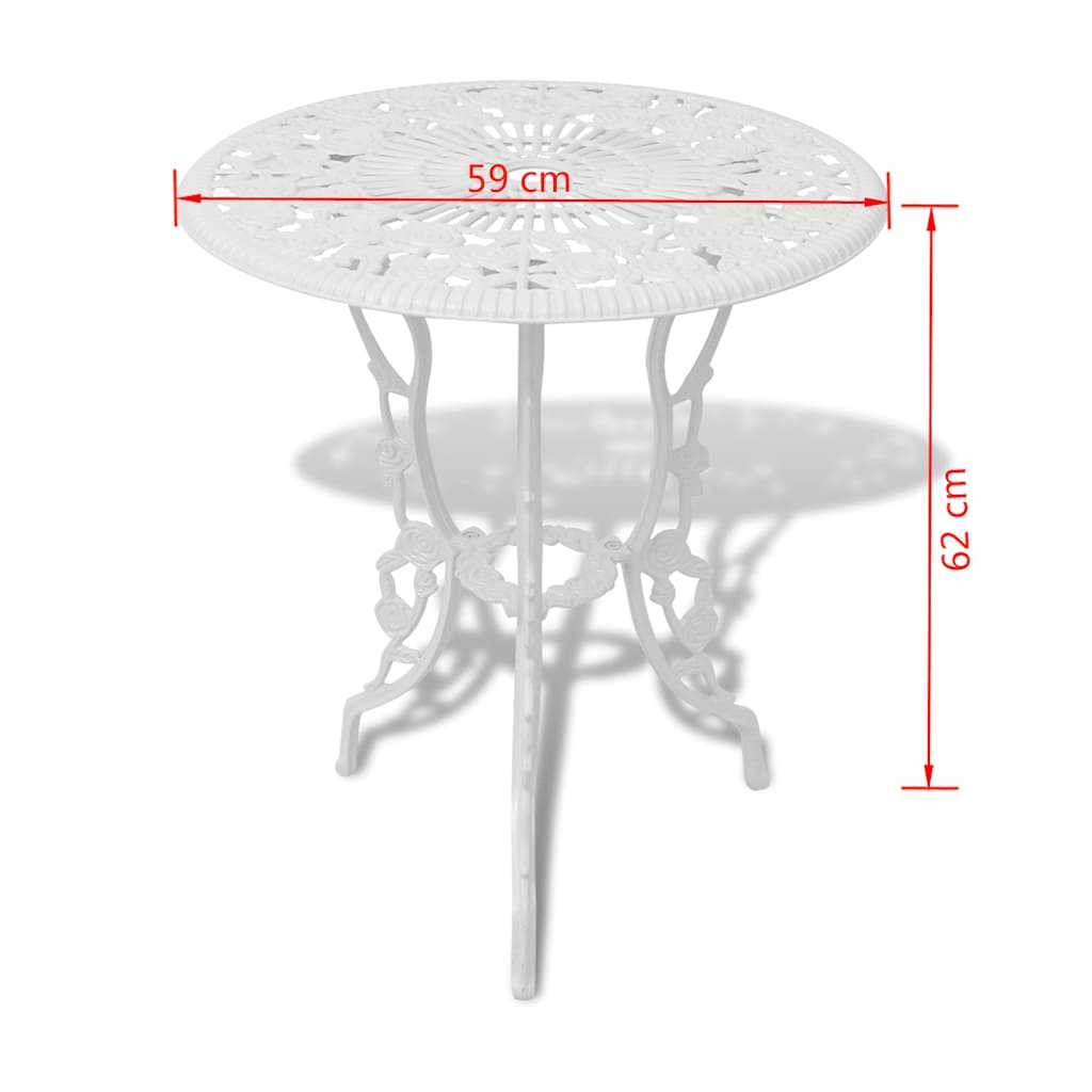42165 vidaXL 3 Piece Bistro Set Cast Aluminium White