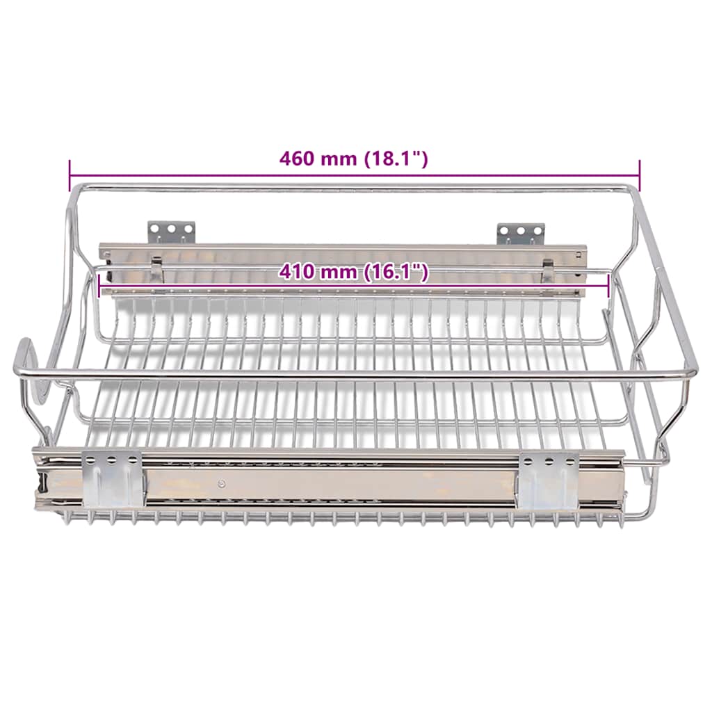 50480 vidaXL Pull-Out Wire Baskets 2 pcs Silver 500 mm