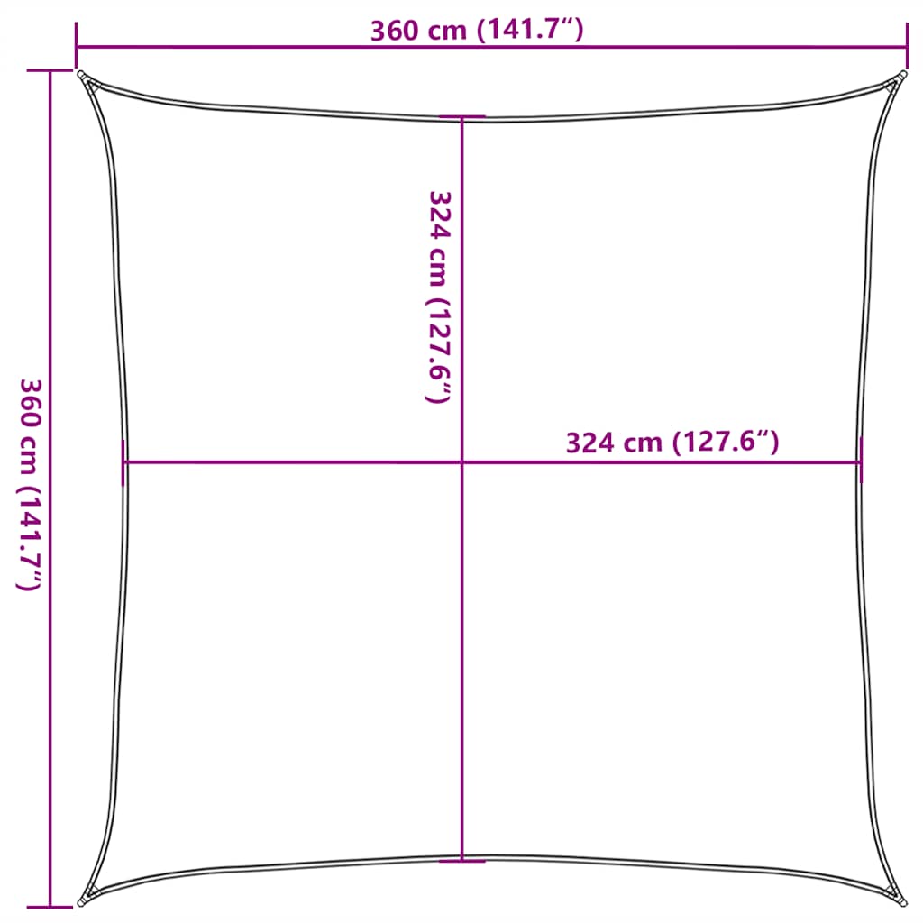 42282 vidaXL Sunshade Sail HDPE Square 3,6x3,6 m Beige