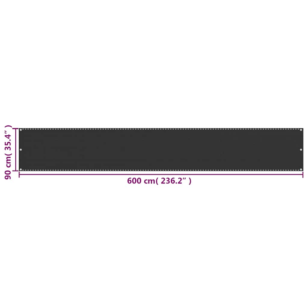42315 vidaXL Balcony Screen HDPE 90x600 cm Anthracite