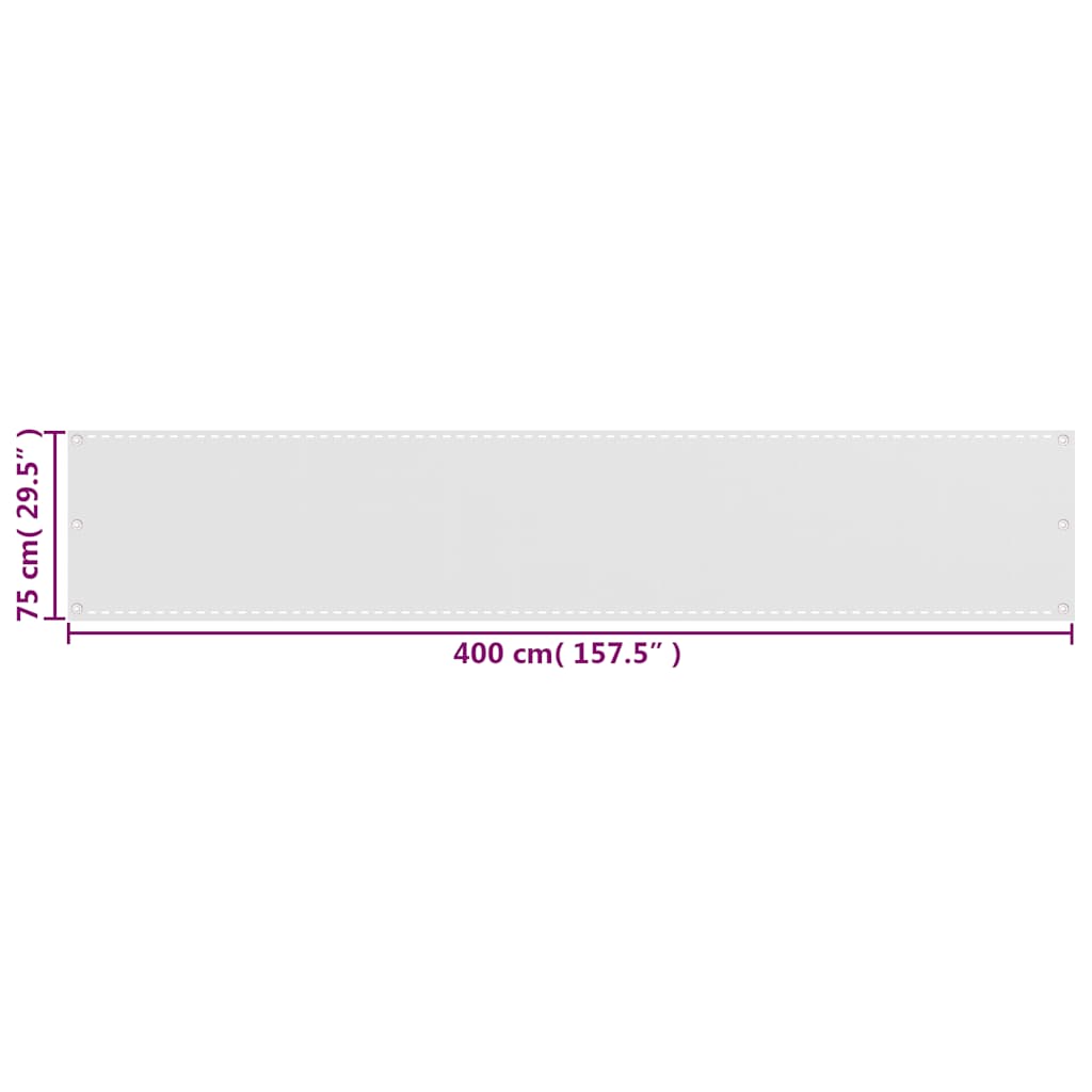 Balcony Screen HDPE 75x400 cm White