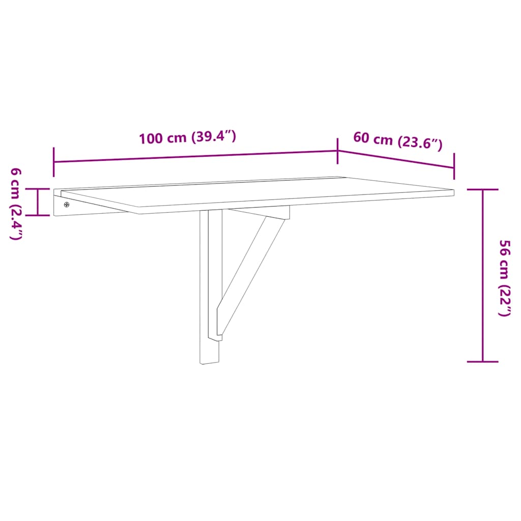 243054 vidaXL Folding Wall Table White 100x60 cm