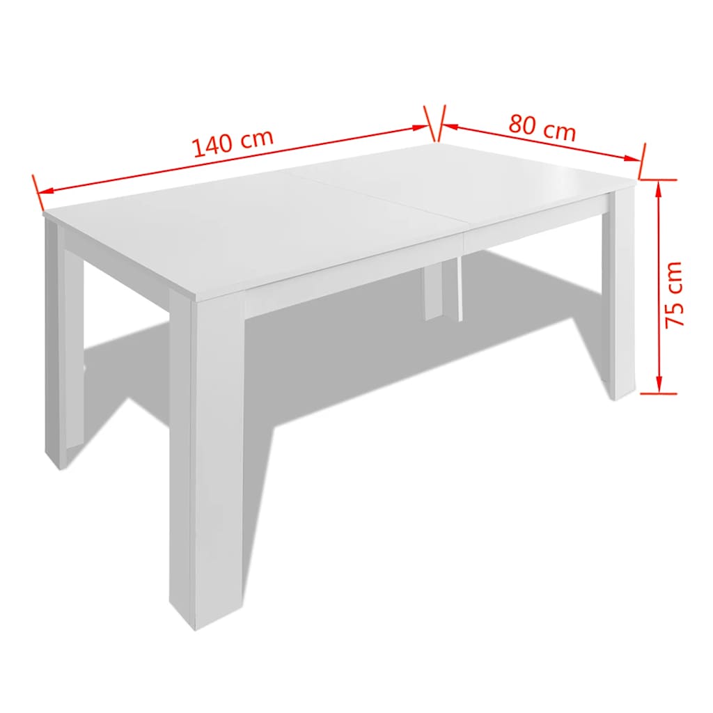 243056 vidaXL Dining Table 140x80x75 cm White